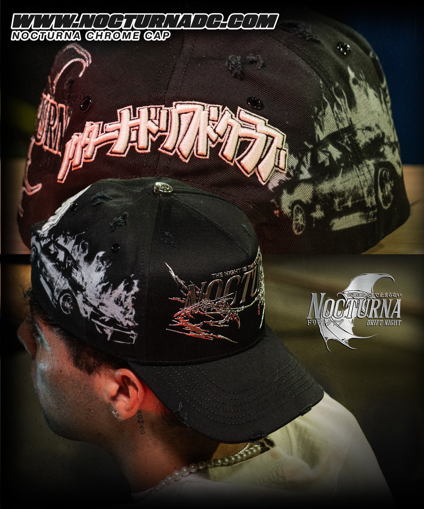NOCTURNA CHROME CAP 🦇⚫